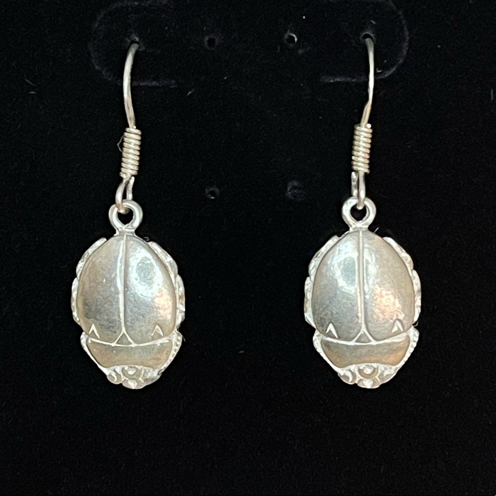 Vintage Beetle Sterling Silver Dangle Earrings